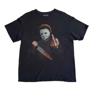Halloween Michael Myers Middle Finger Graphic T-Shirt